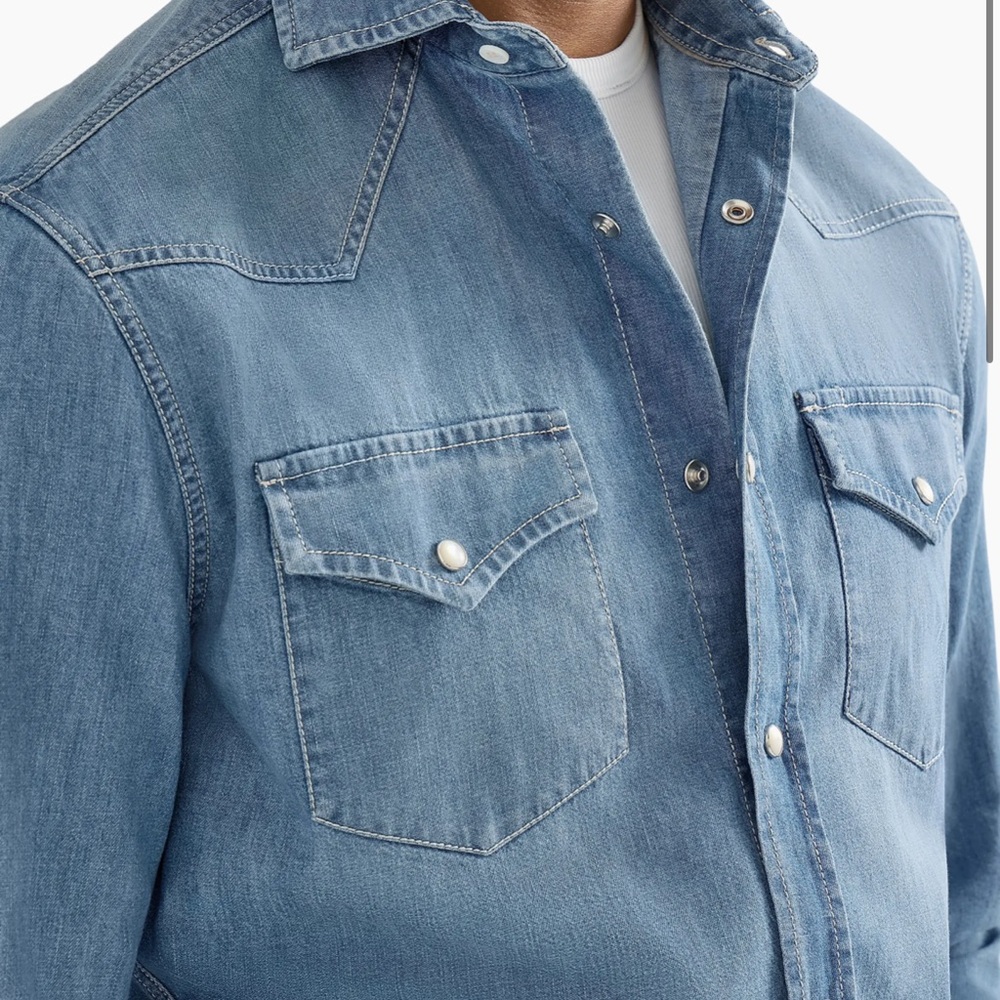 Brunello Cucinelli Denim Western Shirt - Picture 4 of 12